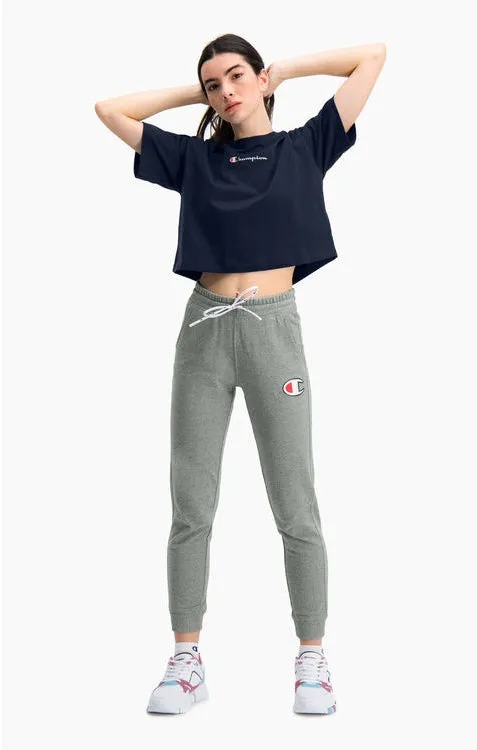 Camiseta manga corta CHAMPION chica SCRIPT LOGO CROPPED BOXY T-SHIRT Ref. 111393 negra