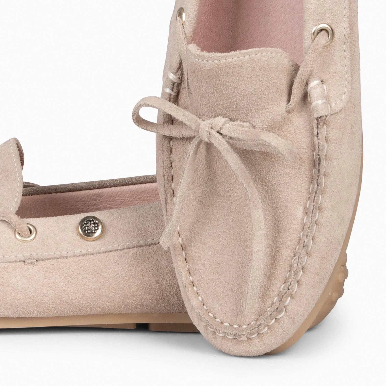 LAZO - Mocasines planos de mujer con plantilla extraíble BEIGE
