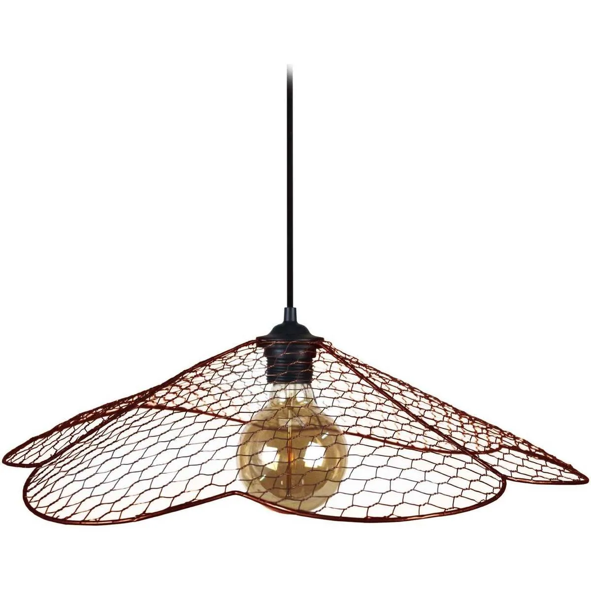 Lámpara colgante redondo metal castaño