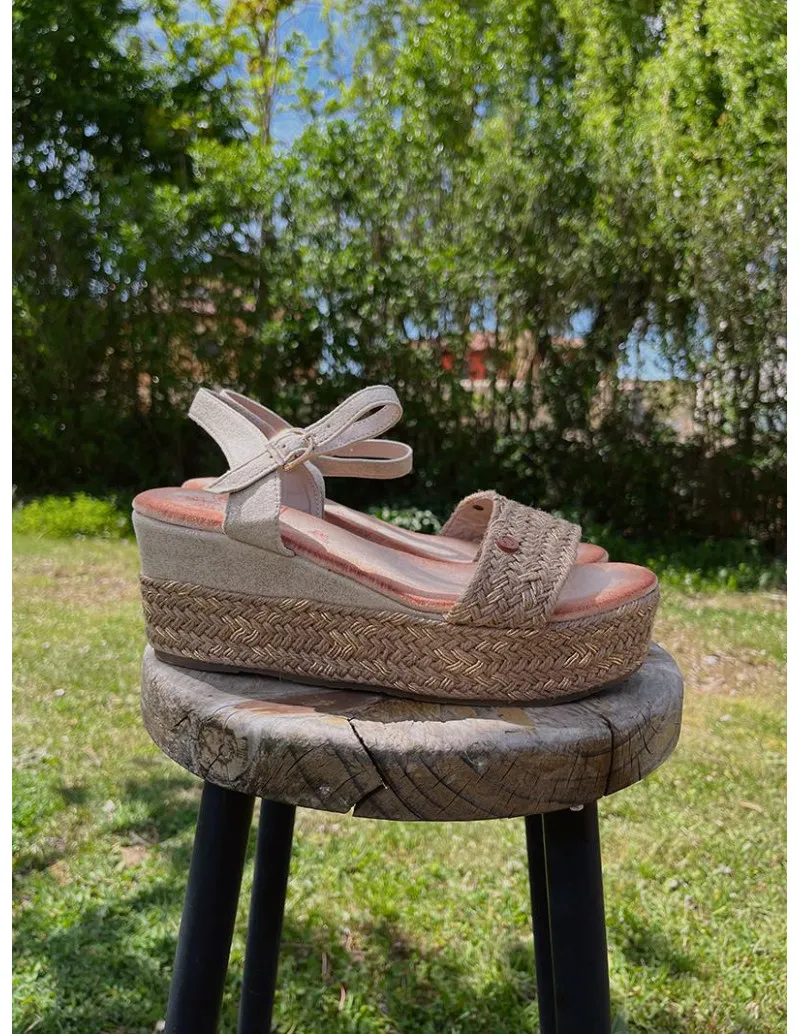 Sandalia cuña cuero - PANS