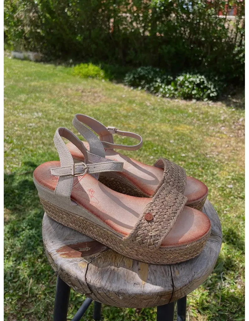 Sandalia cuña cuero - PANS